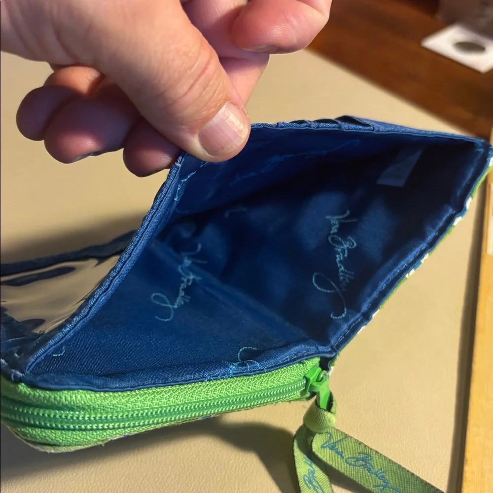 Vera Bradley Green Floral Quilted Wallet with Blue Snap Tab